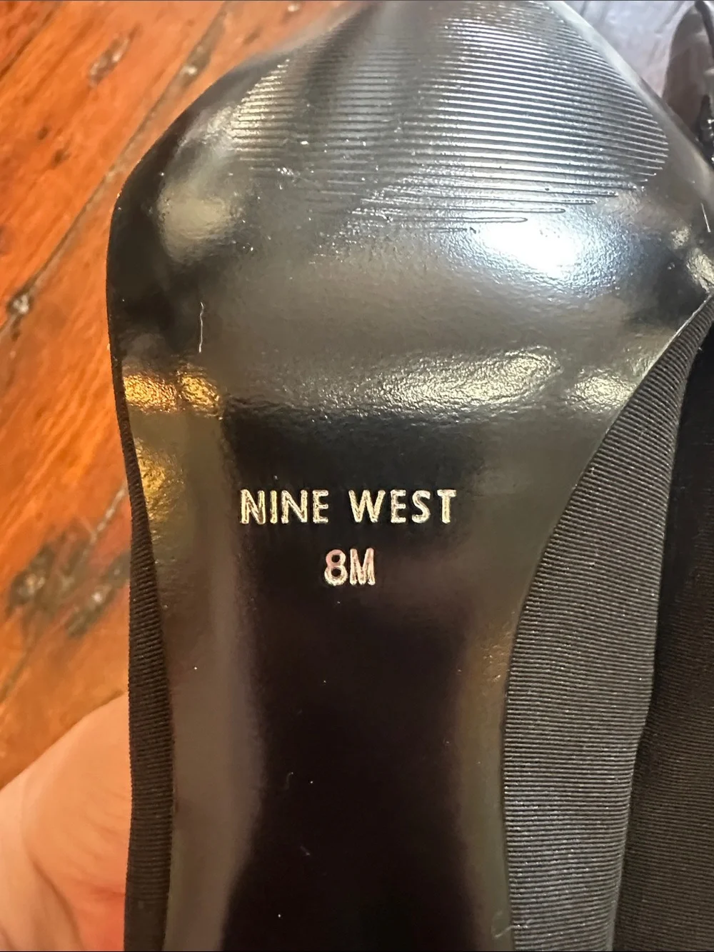 Nine West Black Patent and Fabric Pointed Toe Heels Never Worn